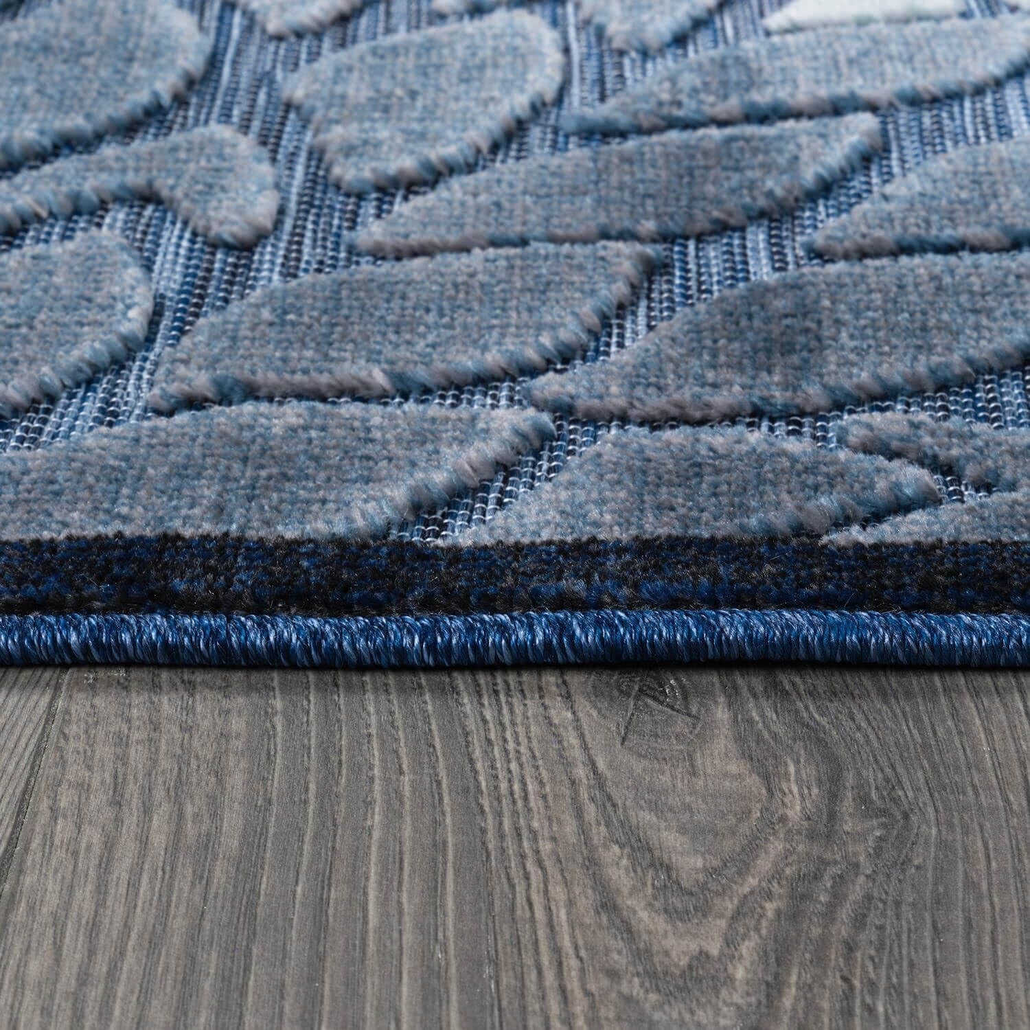 Stain Resistant Navy Blue Floral Area Rug 6x9 for Indoor & Outdoor Elegance