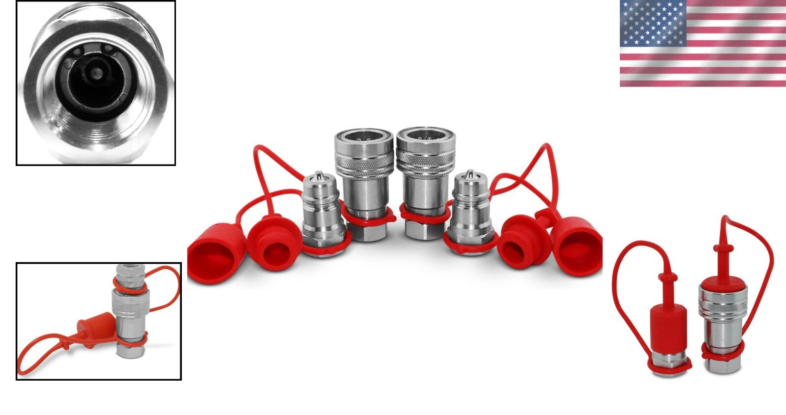 Durable 1/2 Inch Steel Quick Connect Tractor Couplers with NPT Thread - 2 Pack