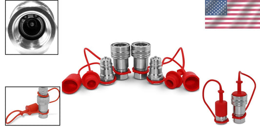 Durable 1/2 Inch Steel Quick Connect Tractor Couplers with NPT Thread - 2 Pack