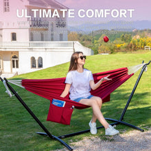 Load image into Gallery viewer, Portable Two-Person Hammock with Steel Stand - 450lb Capacity &amp; Cherry Color