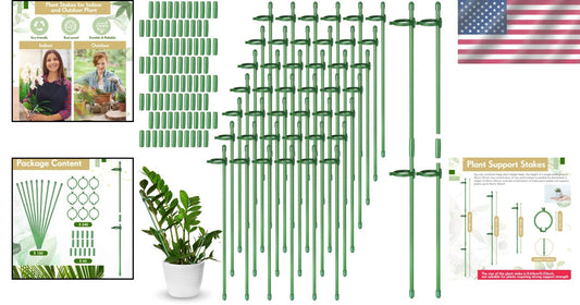 Fiberglass 12-Inch Plant Support Stakes Set - 120 Pcs for All Single-Stem Plants