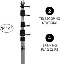 Load image into Gallery viewer, Lightweight 14'4" Telescoping Flagpole with Clips - Perfect for Sports Events