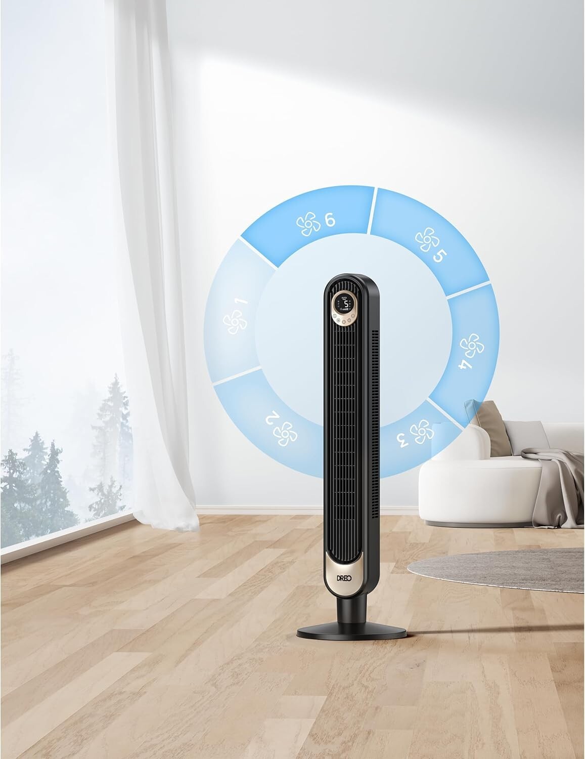Elegant 42" Oscillating Bladeless Fan - Powerful Cooling with Remote & Timer