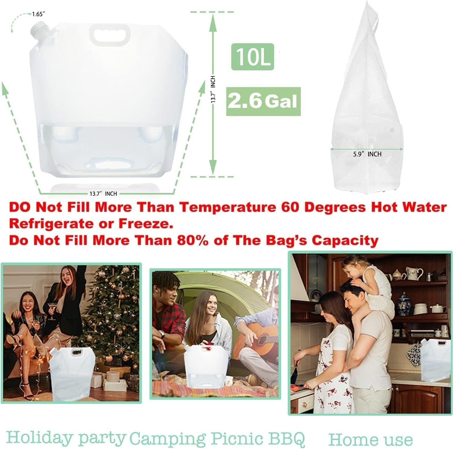 42 Gallon Collapsible Water Containers - 16 Lightweight, Food-Grade Storage Bags