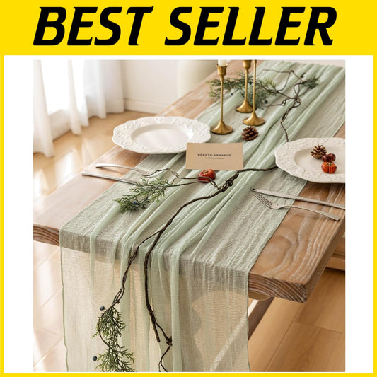 Breathable Cotton Cheesecloth Runners - Sage Green 6pcs for Elegant Decor