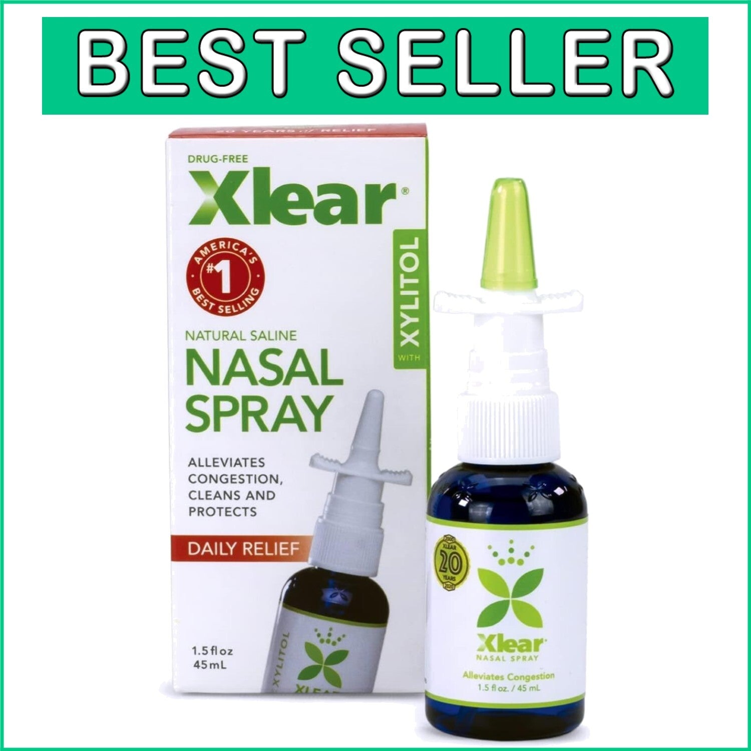 Effective Nasal Spray with Xylitol - Moisturizing Saline for Sinus Relief