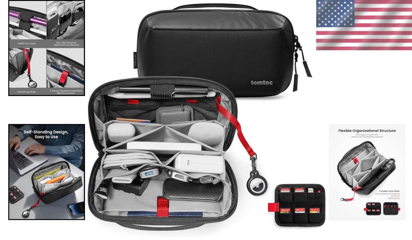 Water-Resistant Electronic Organizer Pouch for MacBook Cables & Accessories