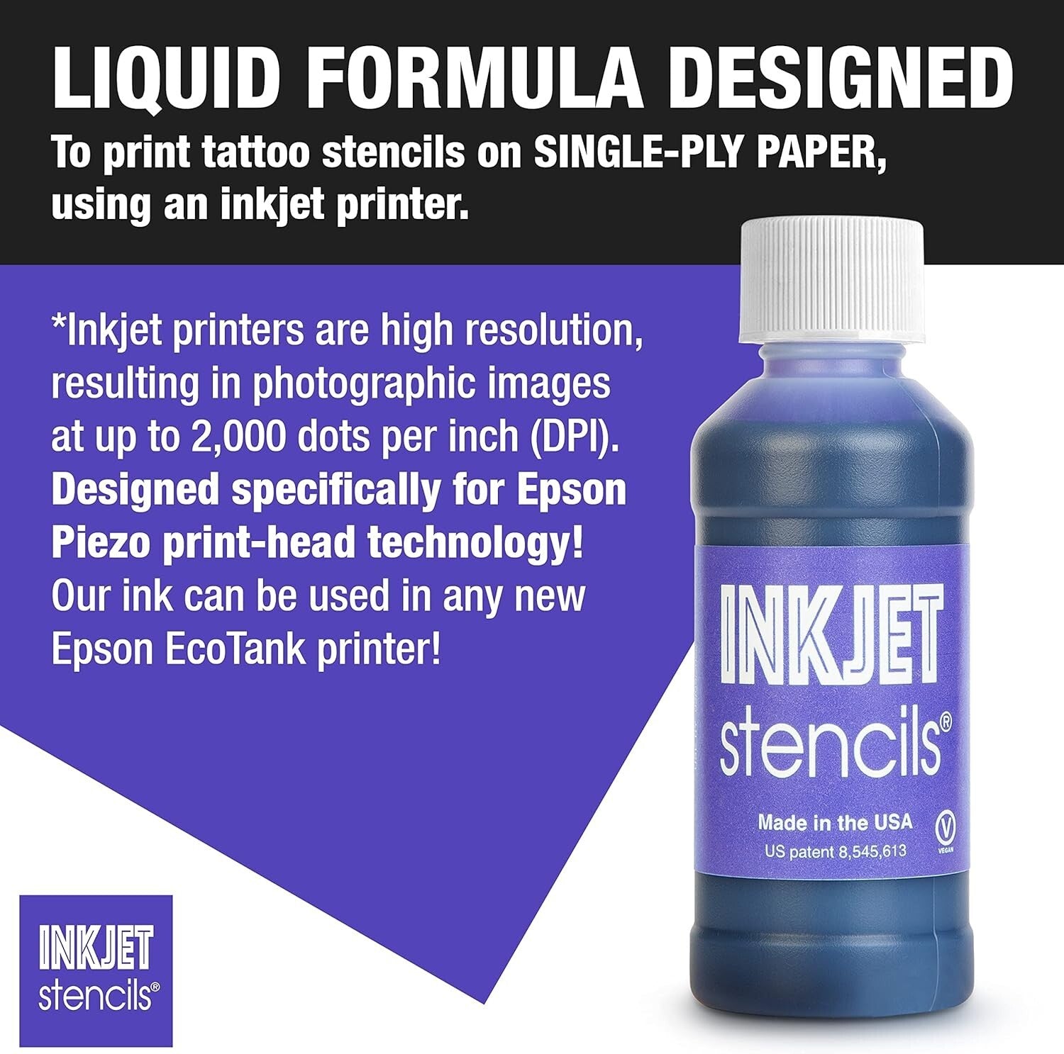 Violet Tattoo Stencil Ink, 4-Oz Bottle - Compatible with Epson EcoTank Printers