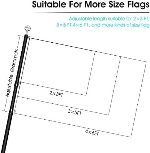 30ft Telescopic Aluminum Flag Pole Kit with 3x5 American Flag for Outdoor Use