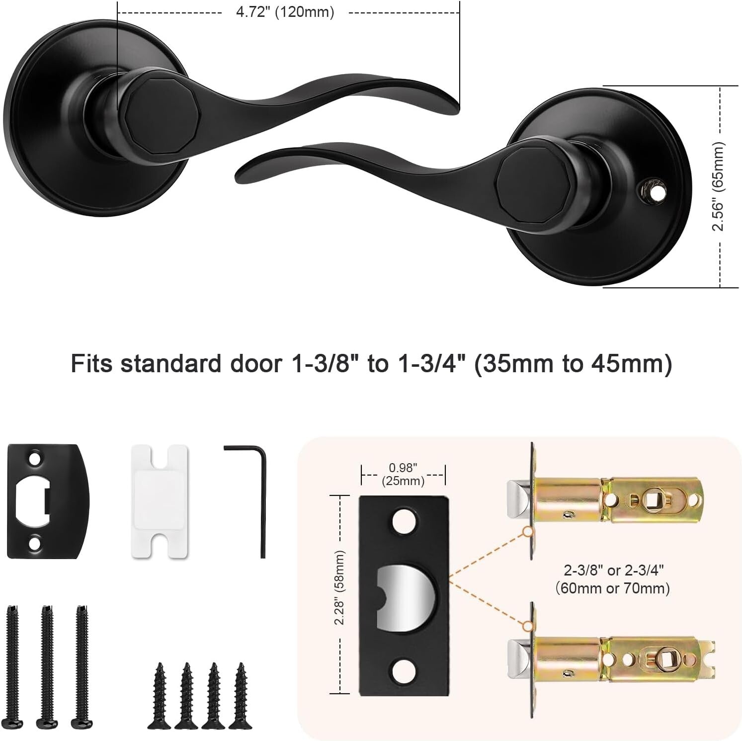 Durable Zinc Alloy Modern Door Handles - Keyless 8 Pack for Hallways & Closets