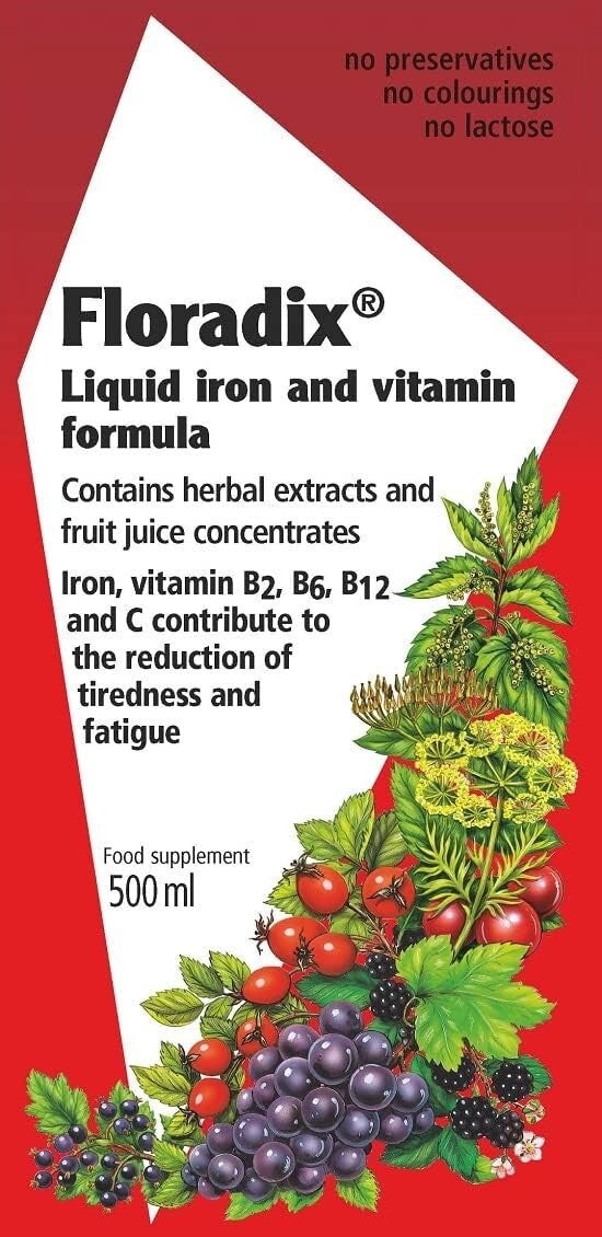 Floradix Iron + Herbs – Convenient 500 ML for Energy Boost & Healthy Metabolism