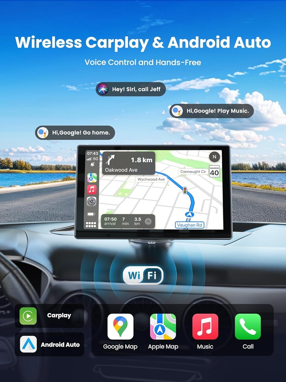 9-Inch Touchscreen Carplay Screen & Dash Cam - Seamless Smartphone Integration