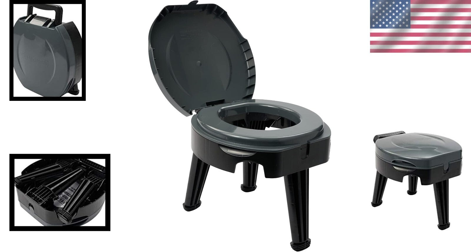 FOLD-to-GO Portable Toilet: Lightweight 4.5 lbs, 14.5" for Camping Adventures
