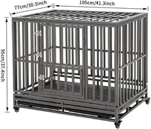 Load image into Gallery viewer, 42" Heavy-Duty Dog Crate with Lockable Wheels for Large Breeds - Easy Clean