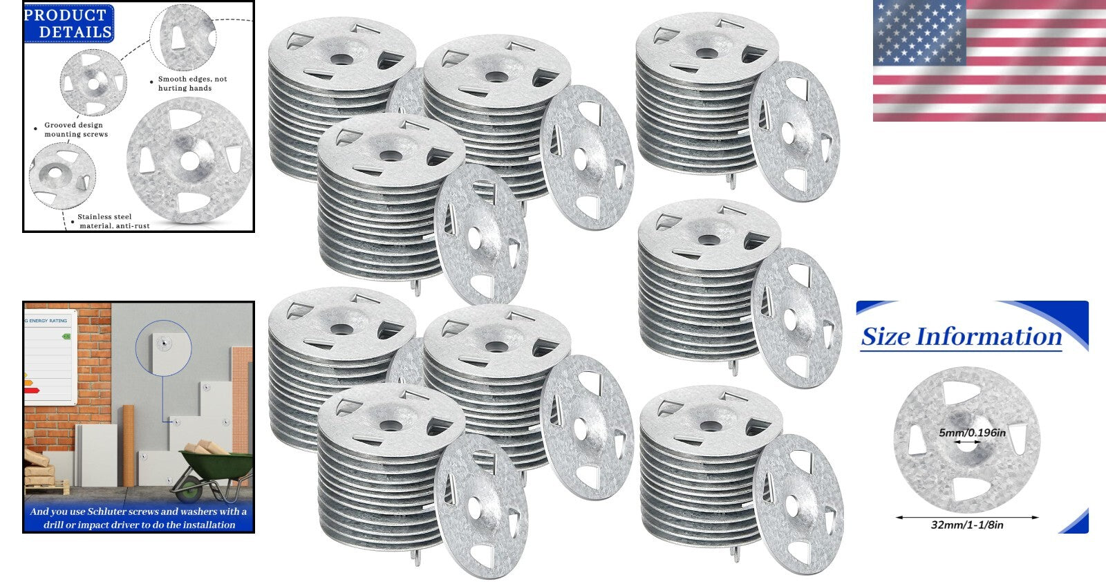 Durable 1-1/8 Inch Galvanized Steel Washers – Pack of 1000 for Installations