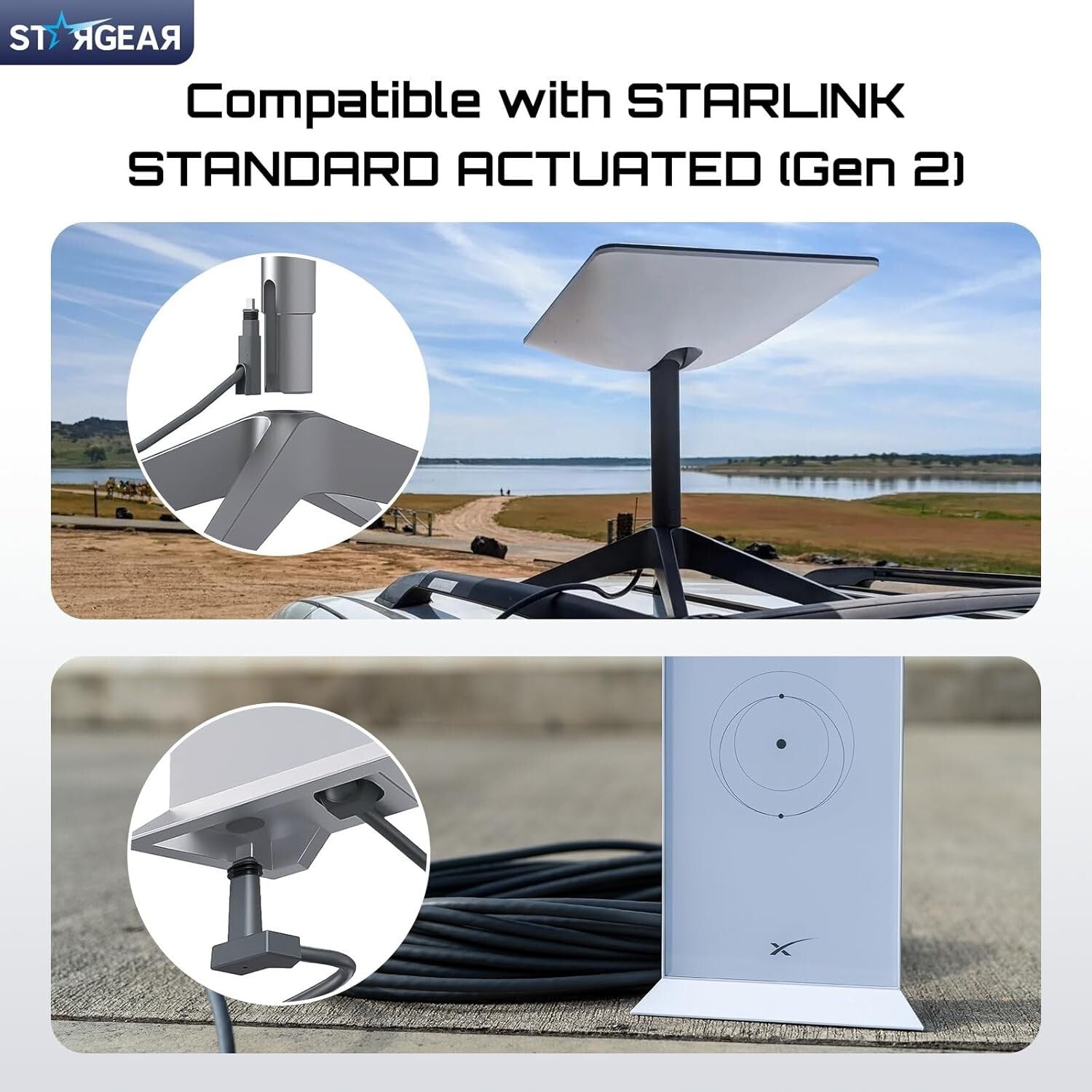 Durable 75FT Starlink Cable with Dustproof Covers for Gen2 Rectangular Satellite