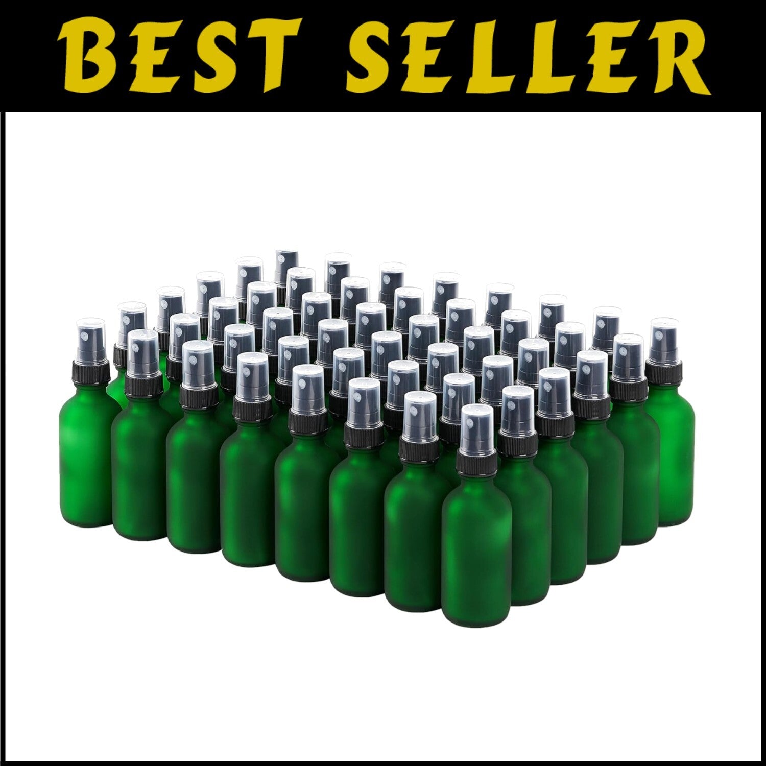 Elegant 2 oz Green Frosted Glass Spray Bottles – 48 Pack for Travel & Care