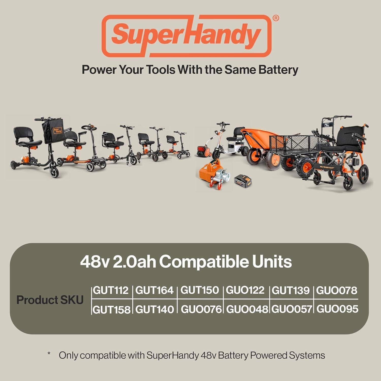 Lightweight 48V Lithium-Ion Rechargeable Battery - Ideal for Scooters & Augers