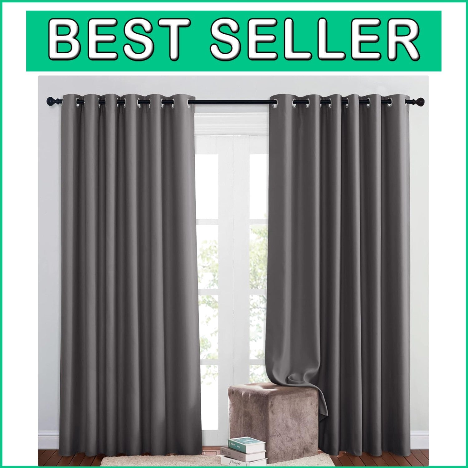 Extra Wide Blackout Curtains, Light Blocking Thermal Insulated Drapes - Set of 2