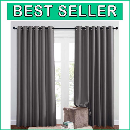 Extra Wide Blackout Curtains, Light Blocking Thermal Insulated Drapes - Set of 2