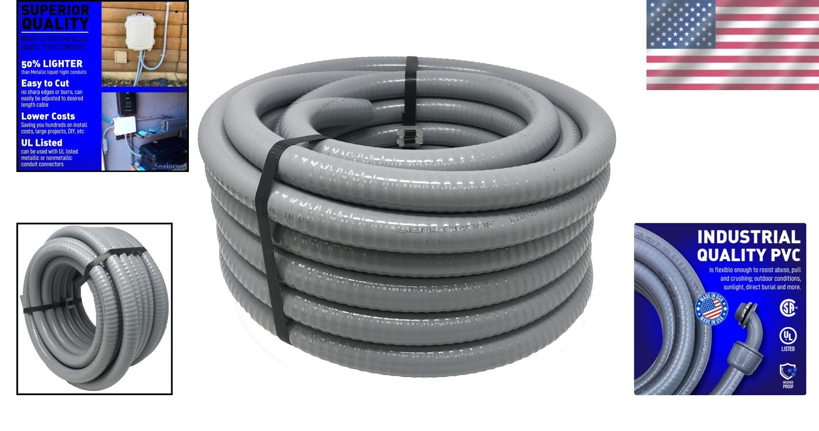Flexible 100ft Non-Metallic Electrical Conduit, 3/4" Diameter, Easy Install