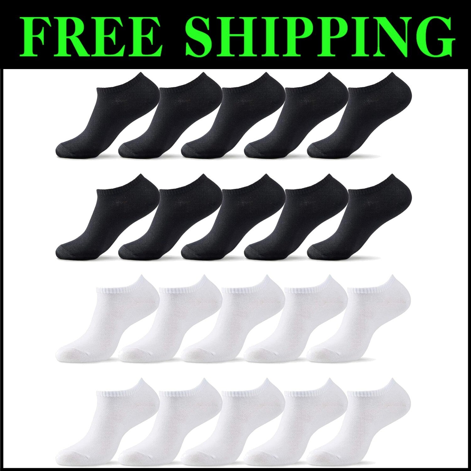 Men's/Women's Thin Cotton Low Cut Ankle Socks Multipack – 10-20 Pairs