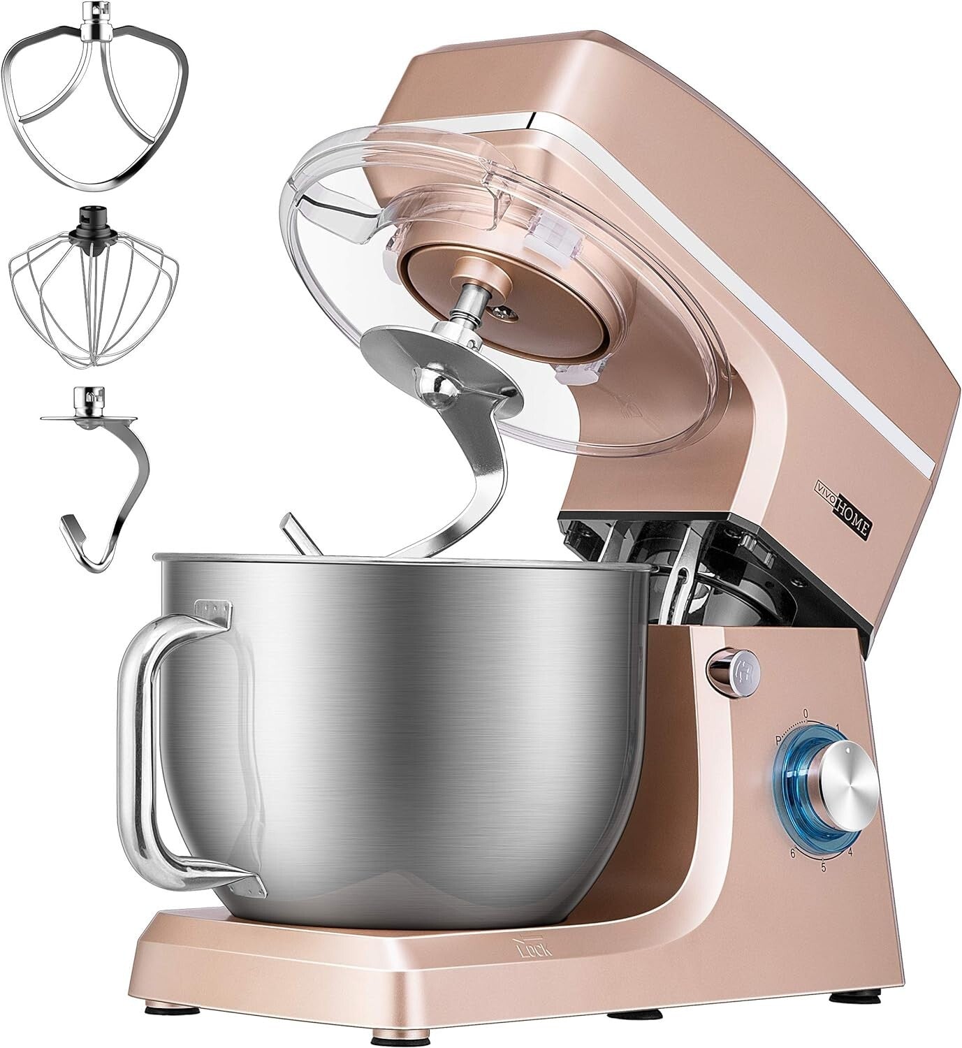 High Performance 7.5QT Electric Food Mixer - 660 Watts in Elegant Champagne