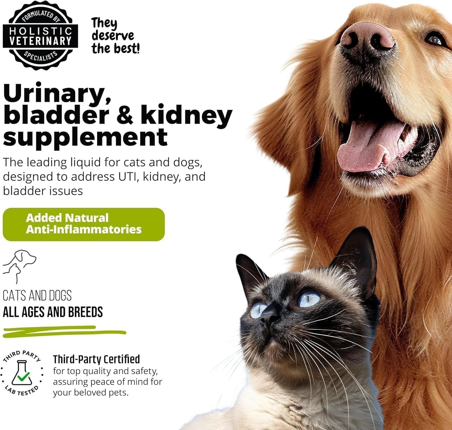 Powerful Bladder & Kidney Support for Dogs and Cats - 2 Bottles, 6 oz Each