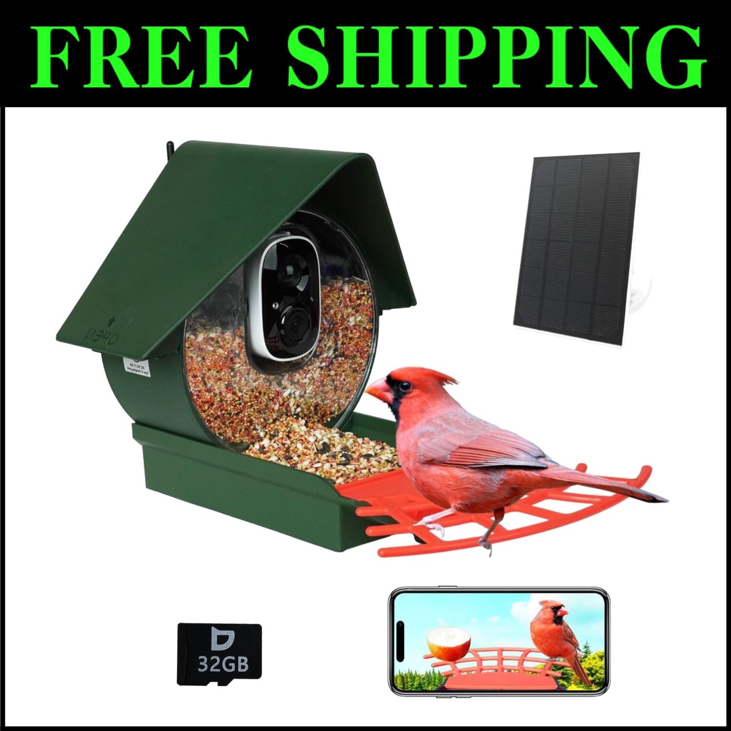 1080P HD Bird Feeder Camera with Motion Detection - Perfect Gift for Bird Lovers