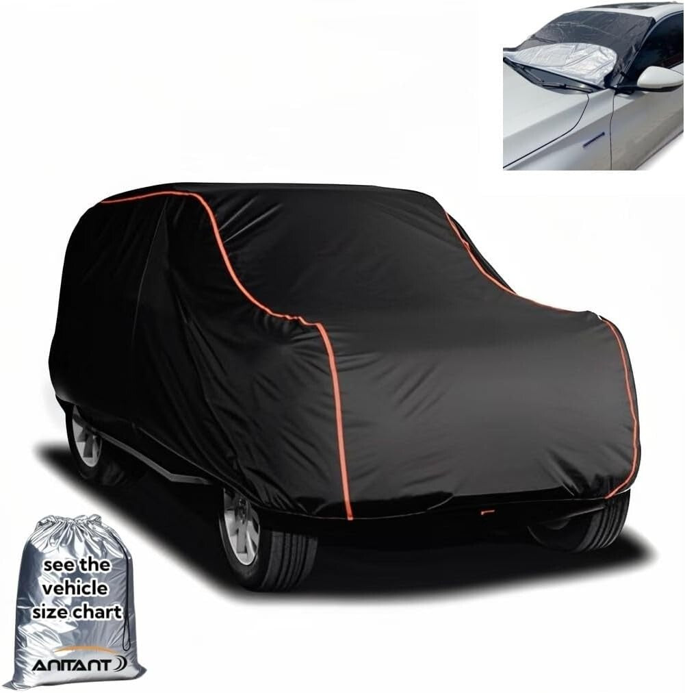 Universal Fit All-Weather SUV Cover with Magnetic Windshield Cover for 200-215"