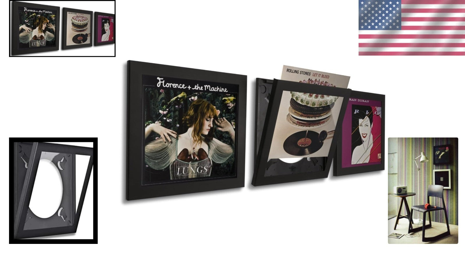 Durable Acrylic Record Frames - 3 Pack with Simple Installation & UV Block