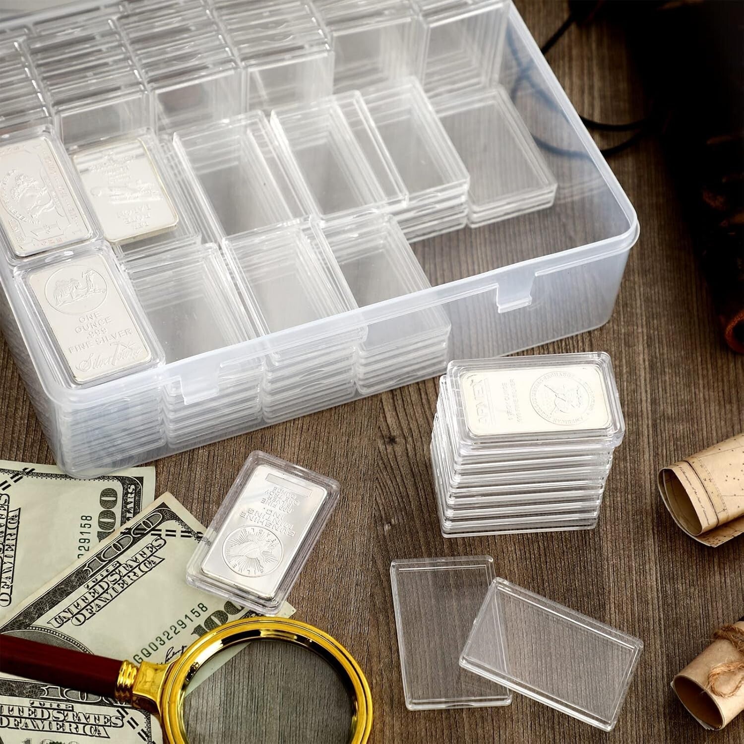 Complete 202-Piece Coin Storage Set: 200 Acrylic Holders & Organizing Box