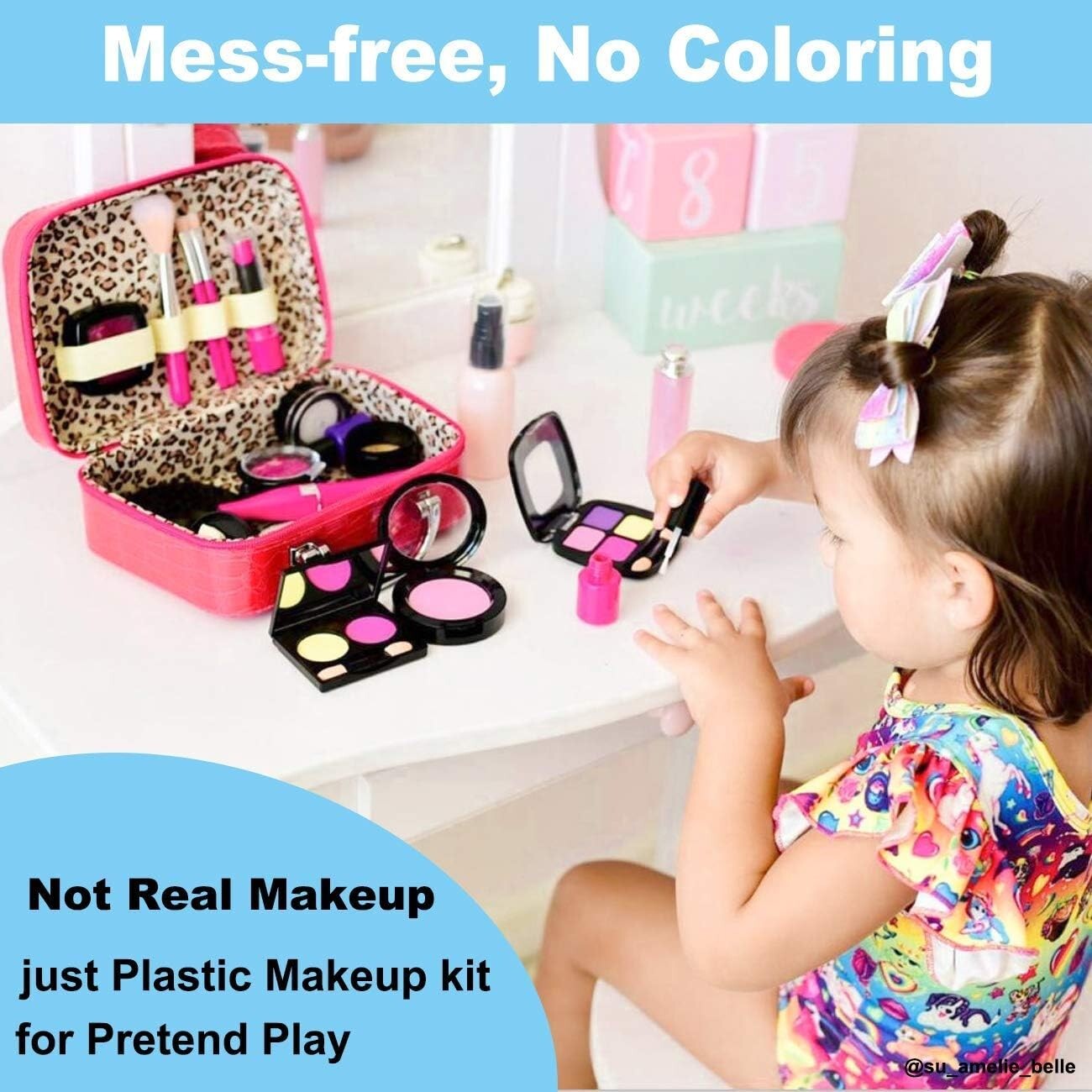 Deluxe Makeup Toy Set for Kids - 2 Pack with Compact Cosmetic Bag for Easy Play