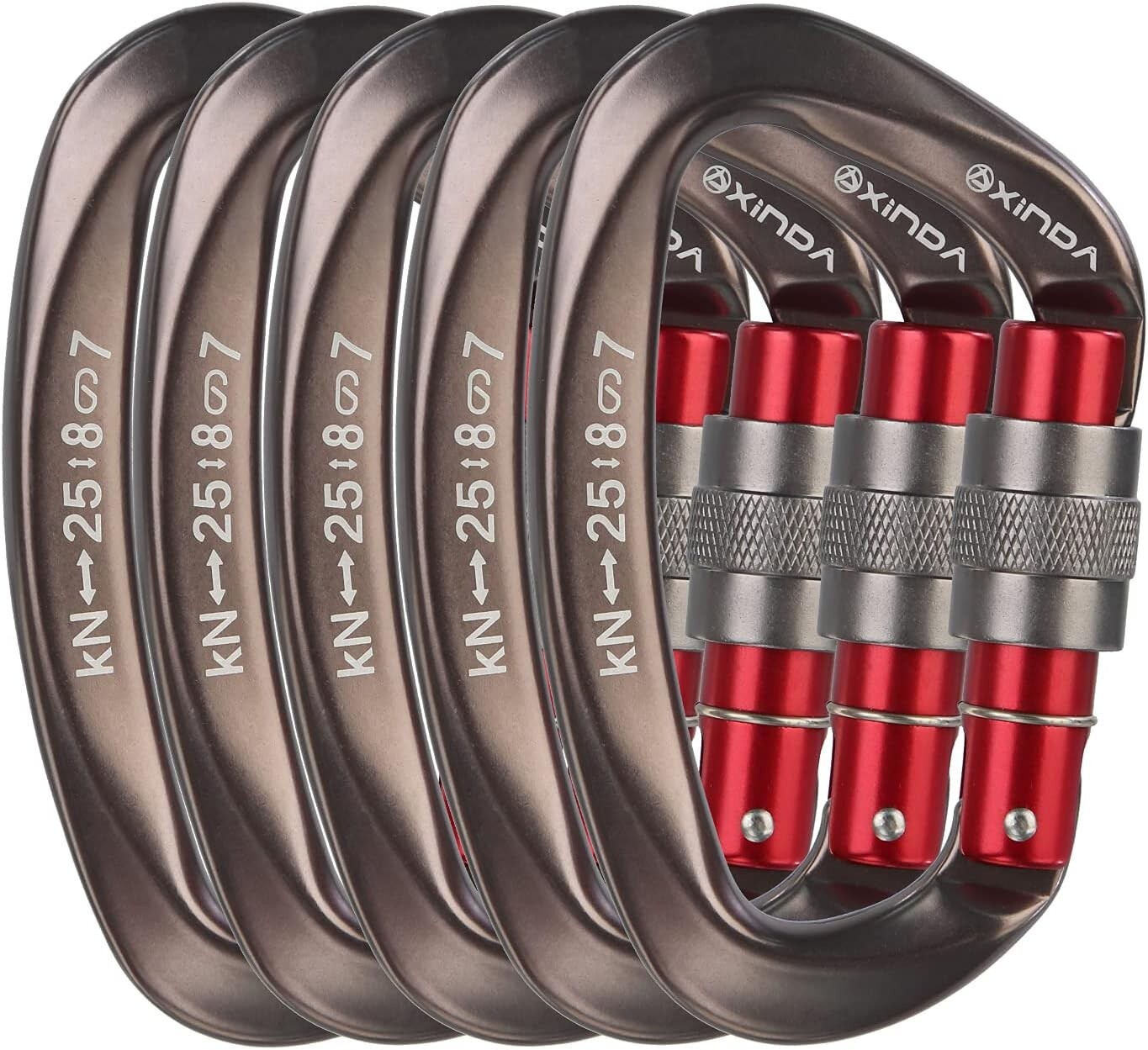 Durable 5-Pack Locking Carabiners - Safety Clips for Climbing & Hammocking