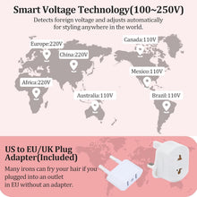 Load image into Gallery viewer, Compact Dual Voltage Travel Styler – Curling Iron with EU Plug &amp; Argan Infusion
