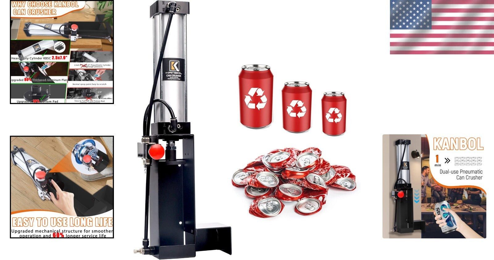 Automatic Aluminum Can Crusher for 12oz-24oz - Space Saving Wall-Mounted Gift