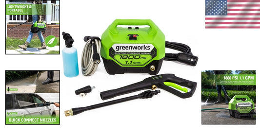Lightweight 1800 PSI Electric Pressure Washer - 1.1 GPM with Quick Connect Tips