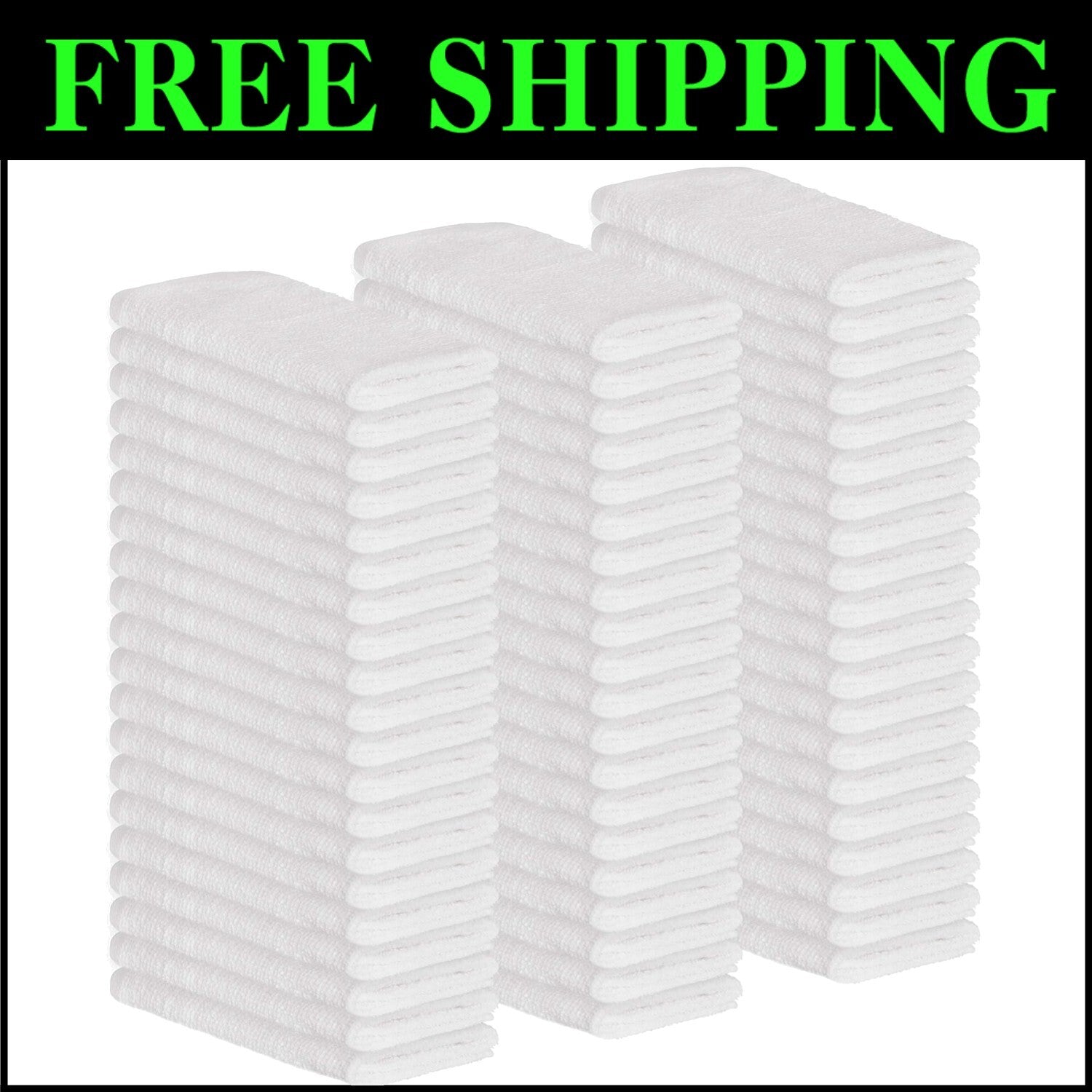 Durable 60-Pack White Terry Towels - Soft, Absorbent Washcloths for All Needs