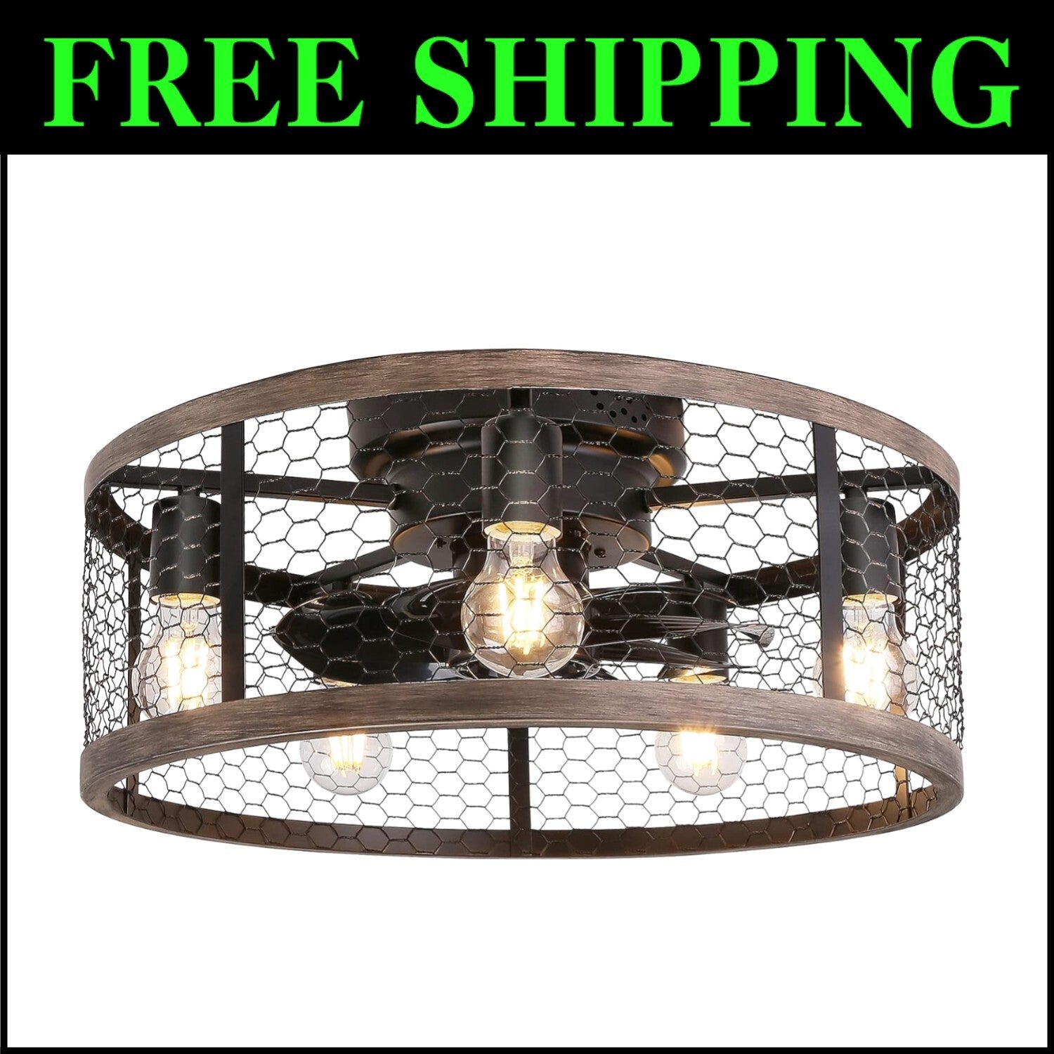 20'' Flush Mount Rustic Ceiling Fan with Lights & Remote for Stylish Spaces