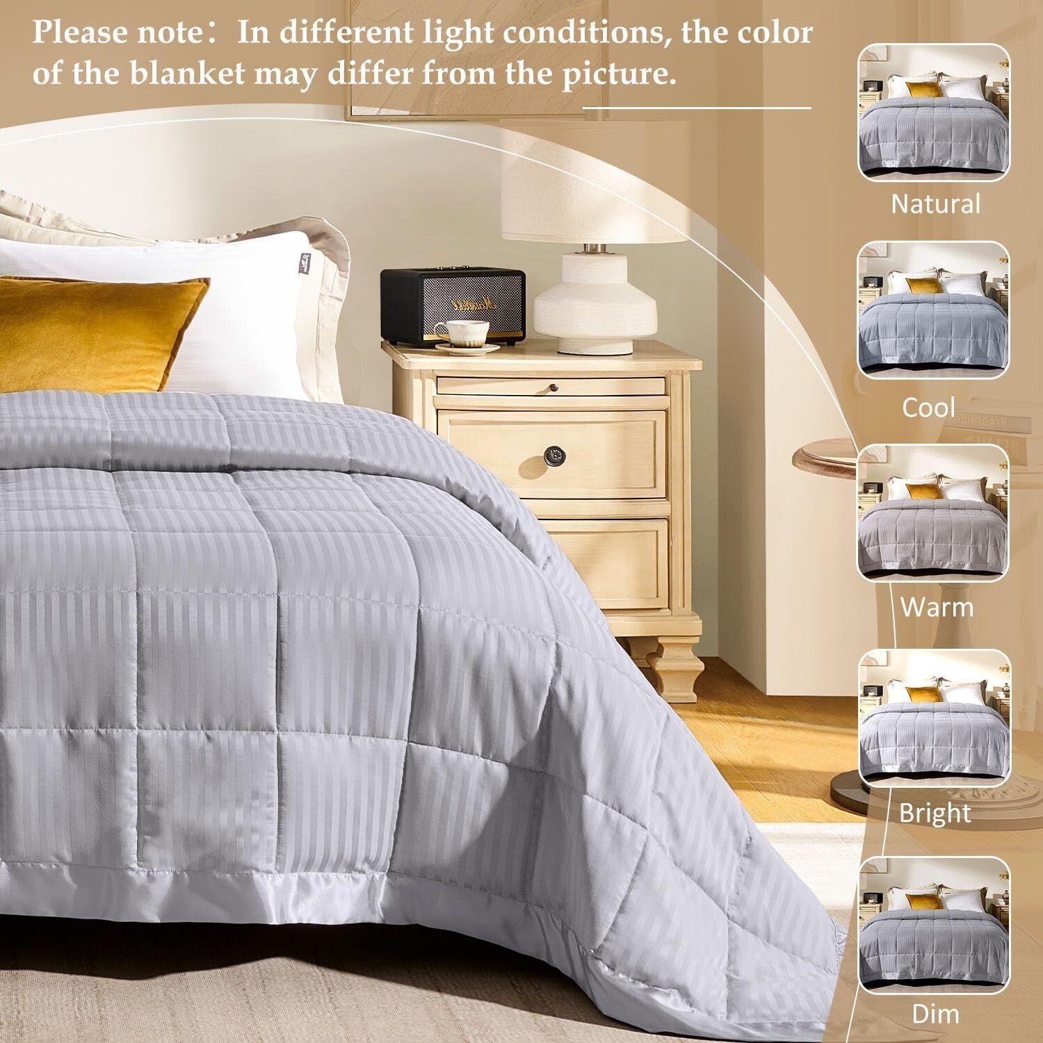 Elegant King Size Blanket with Satin Trim - Lightweight & All-Season Comfort