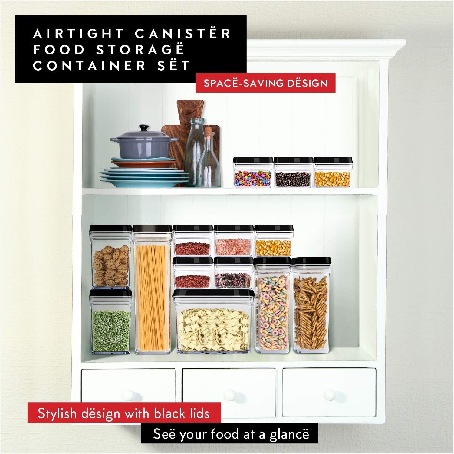 Elegant 6-Piece Airtight Storage Box Set - Clear Plastic for Pantry Organization