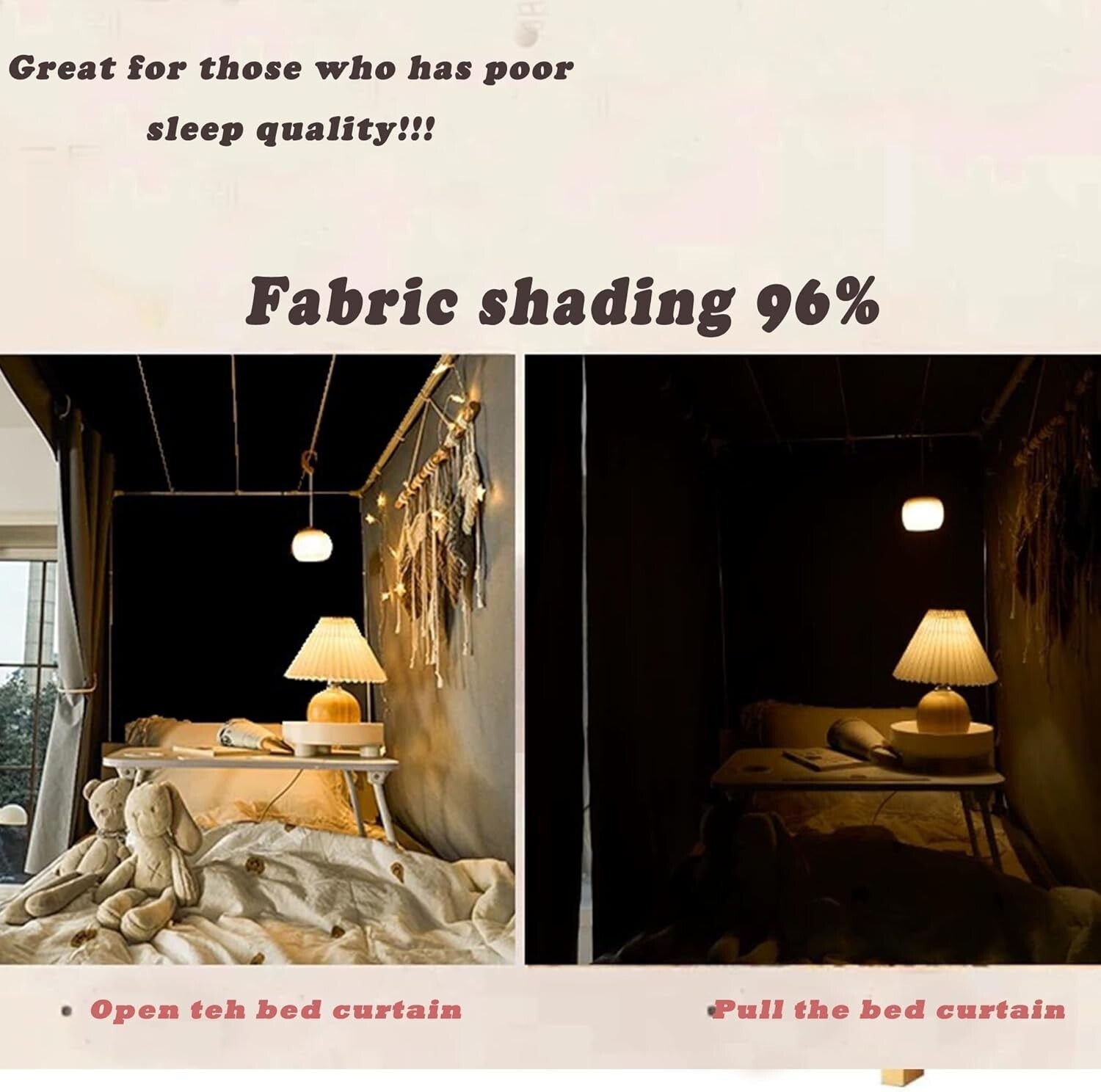 2 Panel Waterproof Bunk Bed Curtains - Stylish Blackout Canopy for Privacy