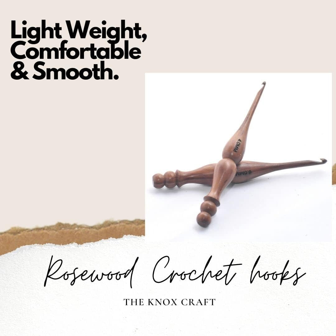 Set of 13 Handmade Rosewood Crochet Hooks - Smooth & Comfortable Knitting Tools