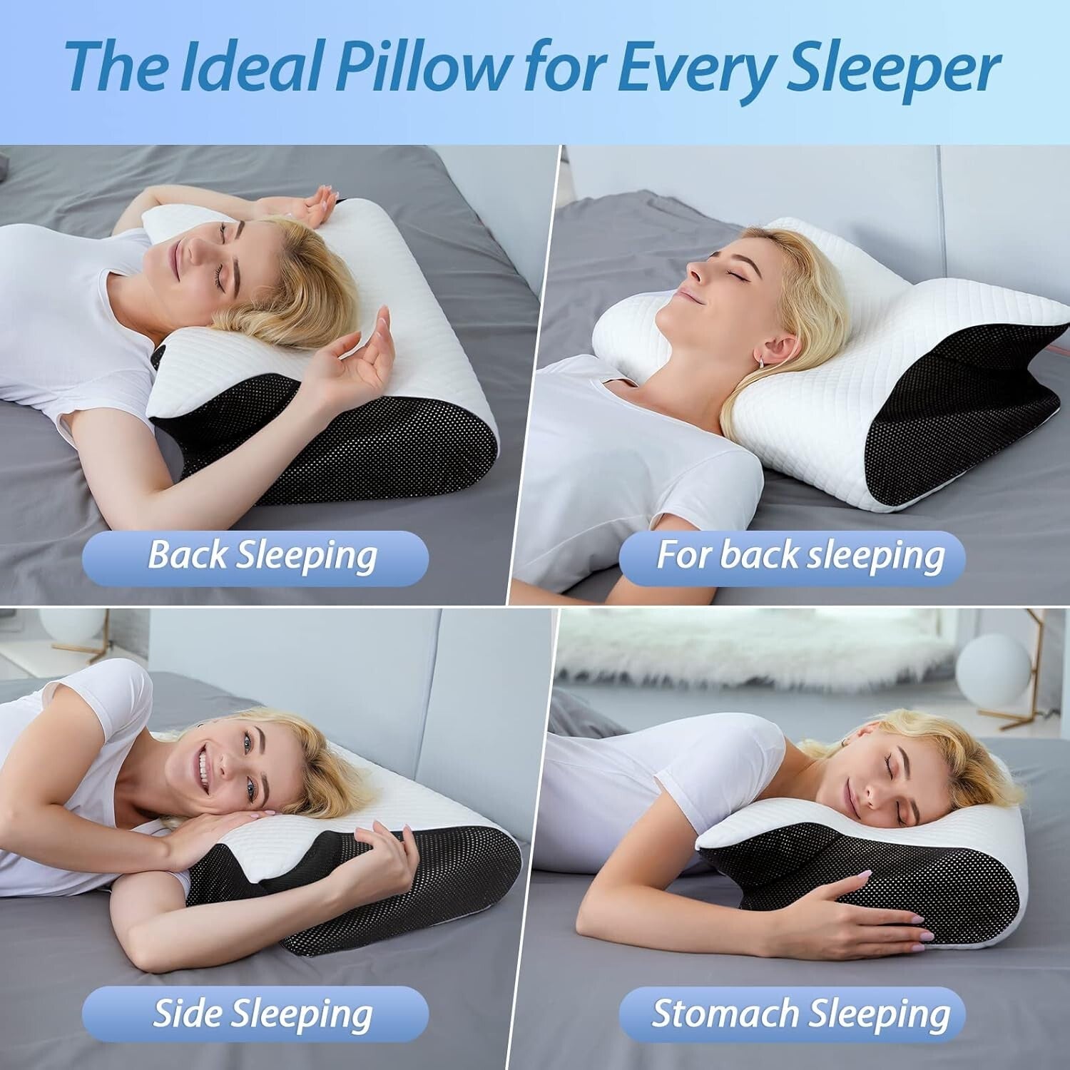 Adjustable Height Memory Foam Neck Pillow for Side, Back, and Stomach Sleepers