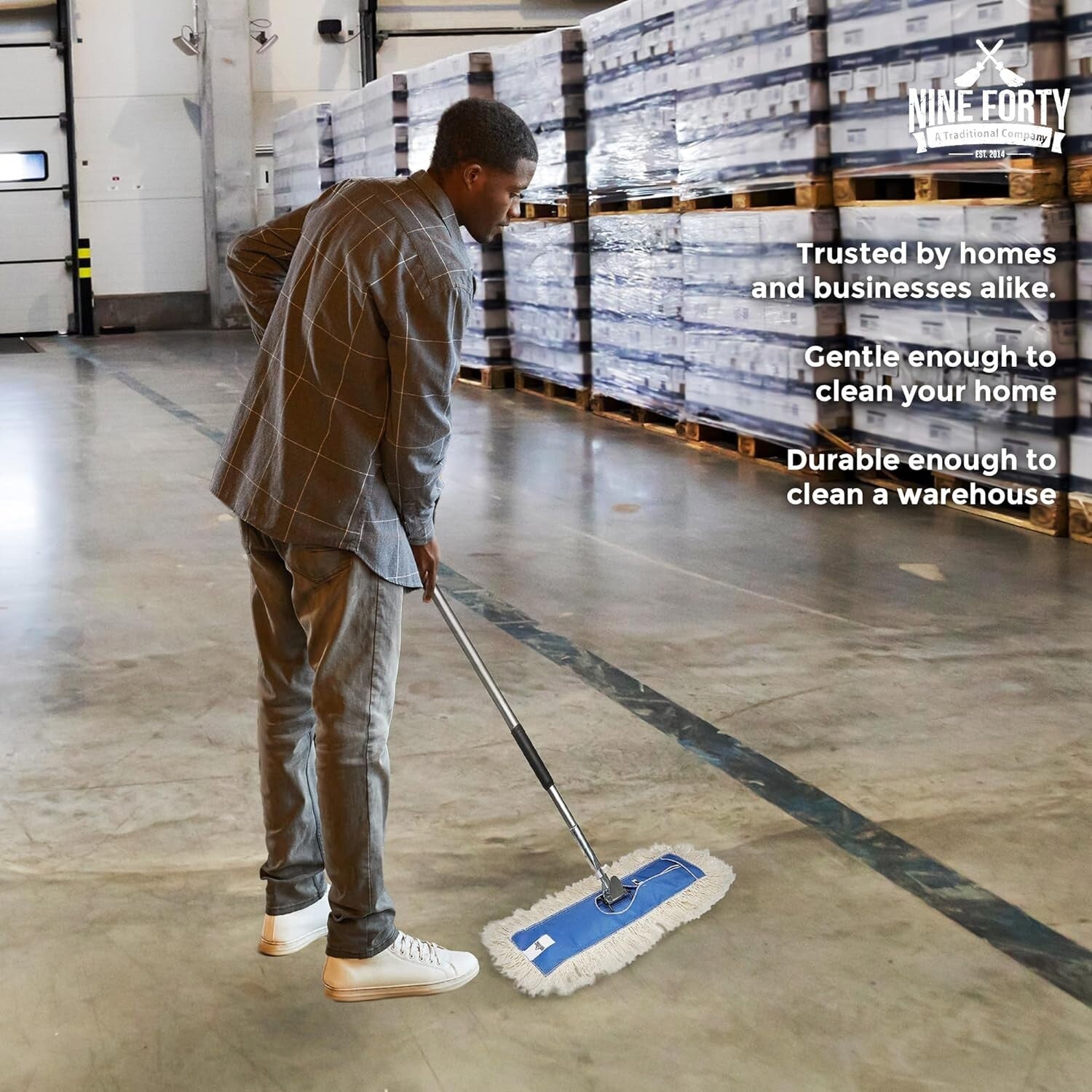 Effortless 24" Mop Kit for Industrial and Residential Hardwood Floor Cleaning