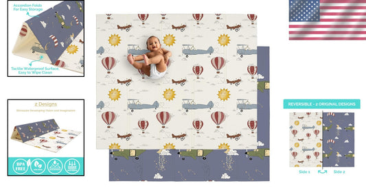 Extra-Large Waterproof Baby Play Mat - Foldable Foam for Infants & Toddlers