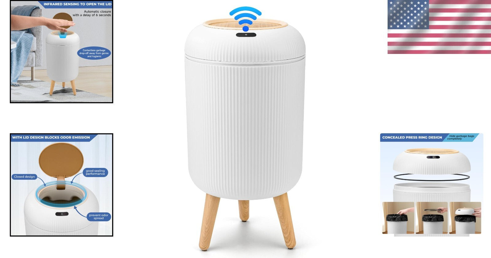 Hands-Free 10L Plastic Motion Sensor Trash Can – Ideal for Kitchen and Office