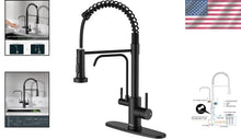 Load image into Gallery viewer, Stylish Matte Black 3 in 1 Pull Down Kitchen Faucet with Drinking Water Access