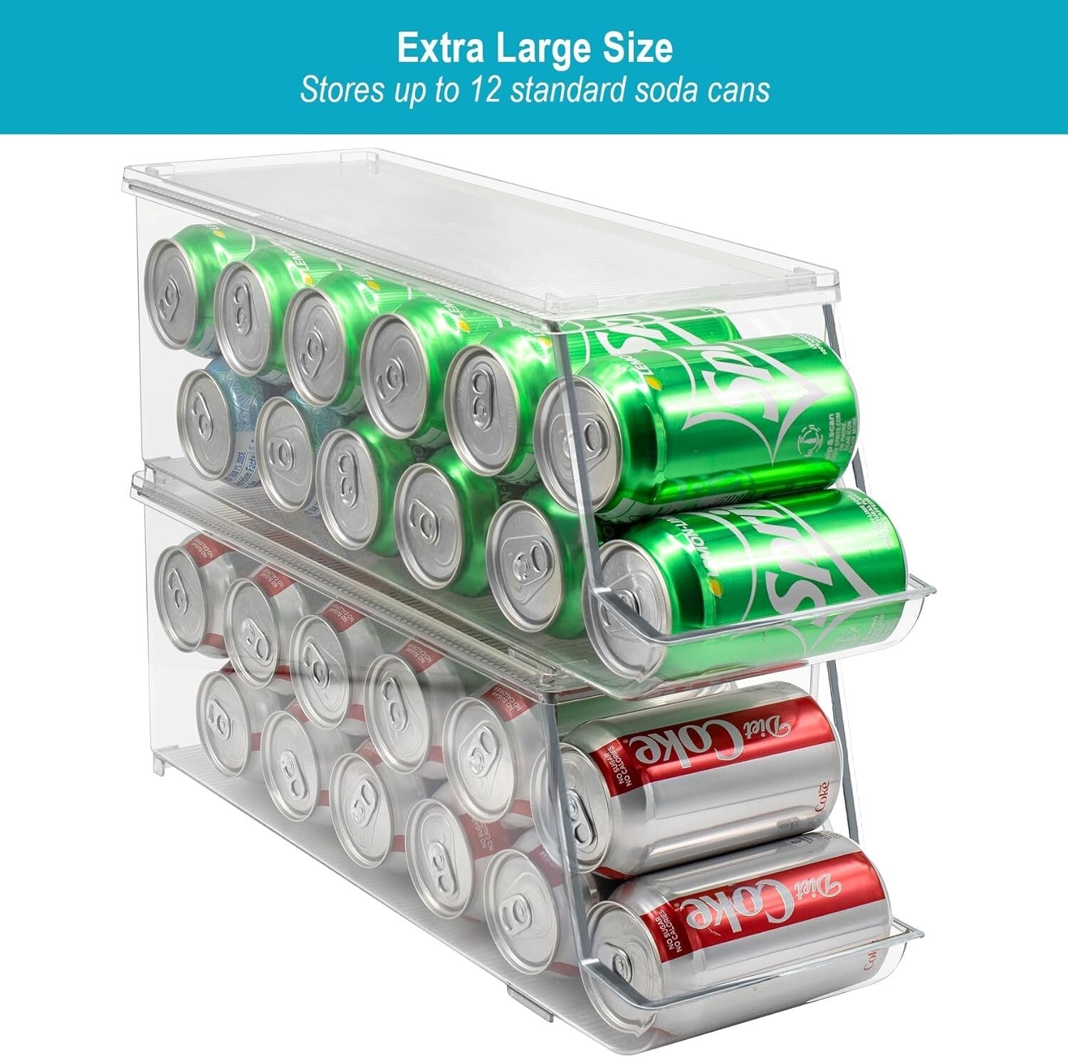 Durable Refrigerator Beverage Organizer - Holds 48 Cans, Dishwasher Safe 4-Pack