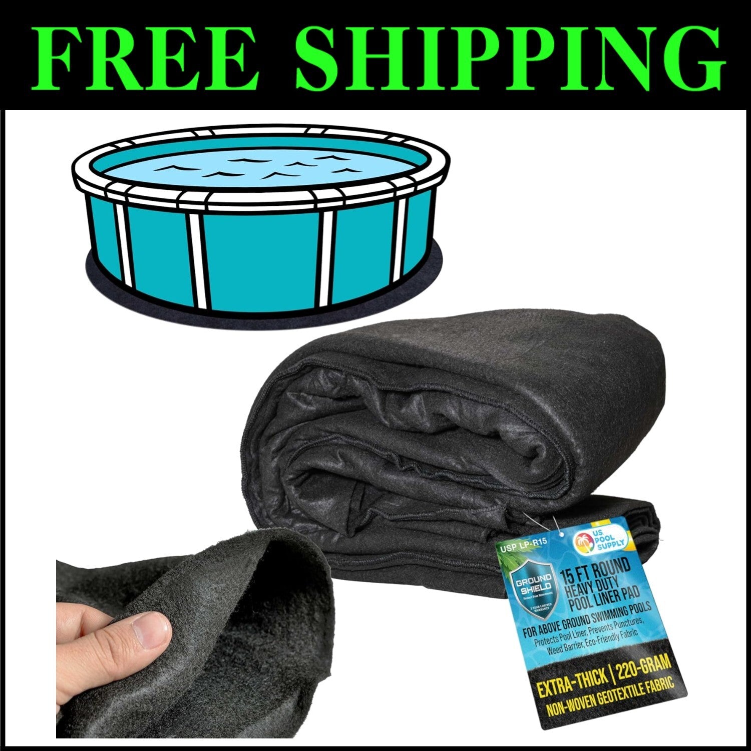 Eco-Friendly 15-Ft Round Pool Liner Pad – Prevents Punctures, Extends Liner Life